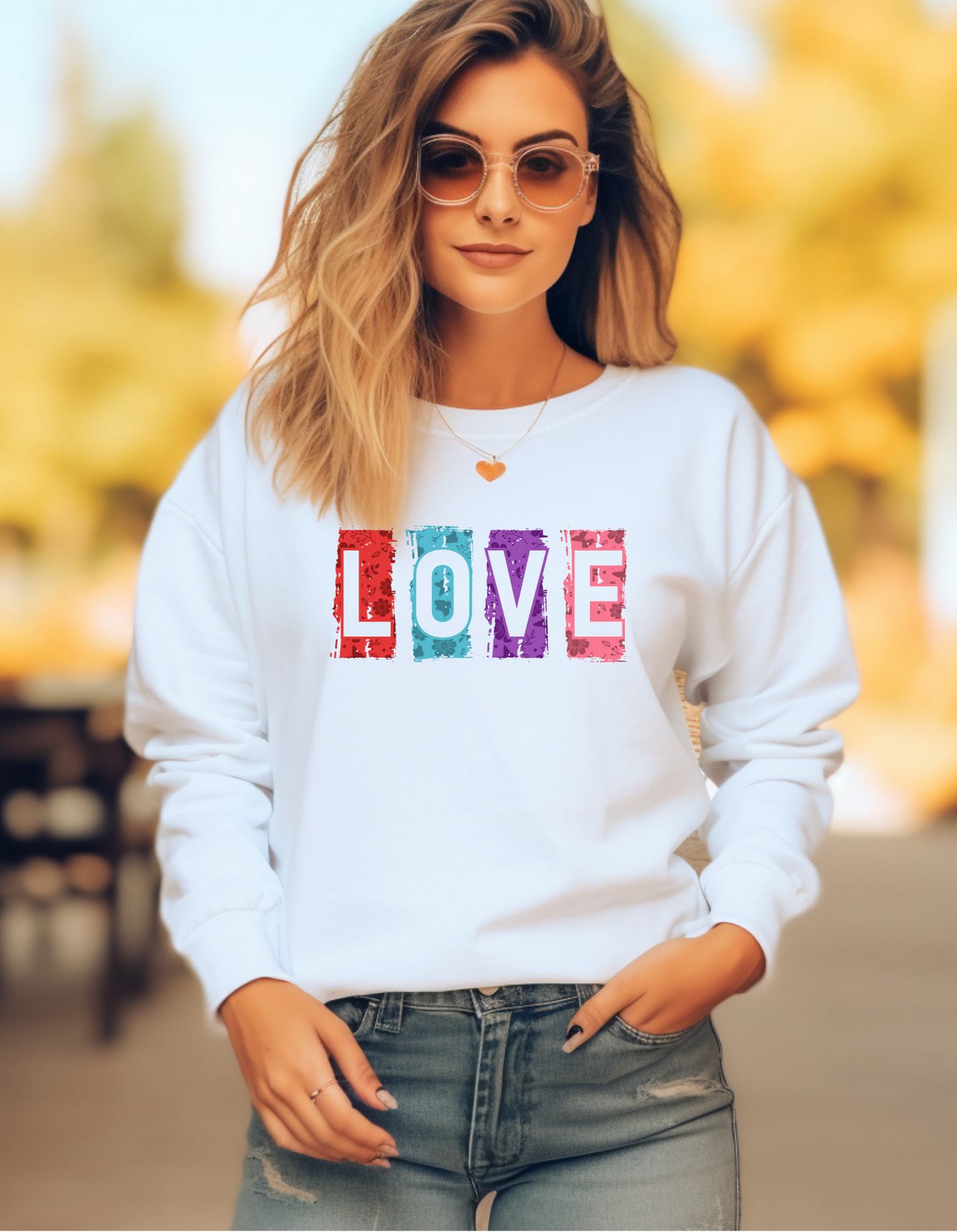 LOVE Sweatshirt – Colorful Block Letter Statement Crewneck