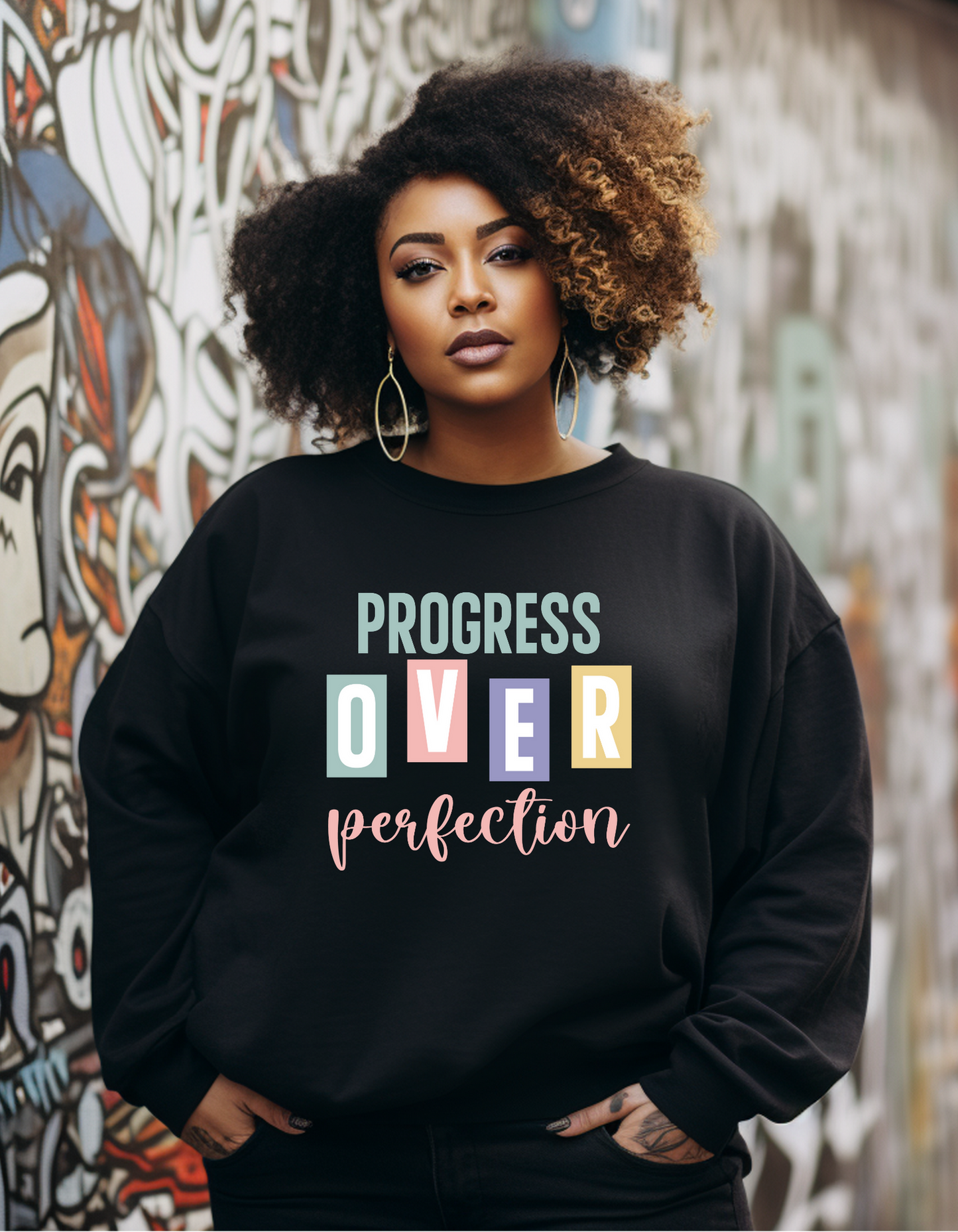 Progress Over Perfection Sweatshirt – Growth Mindset Empowerment Crewneck