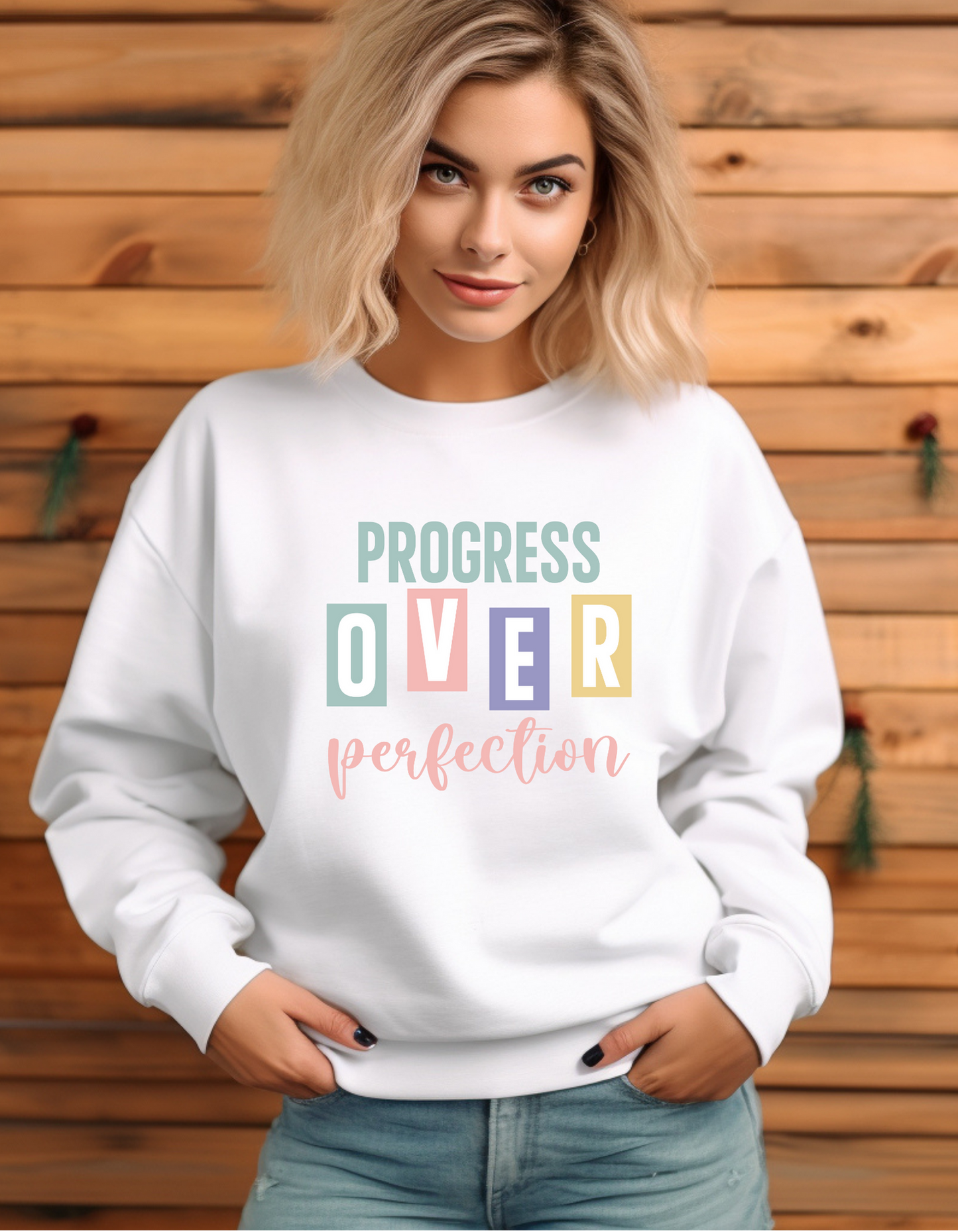 Progress Over Perfection Sweatshirt – Growth Mindset Empowerment Crewneck