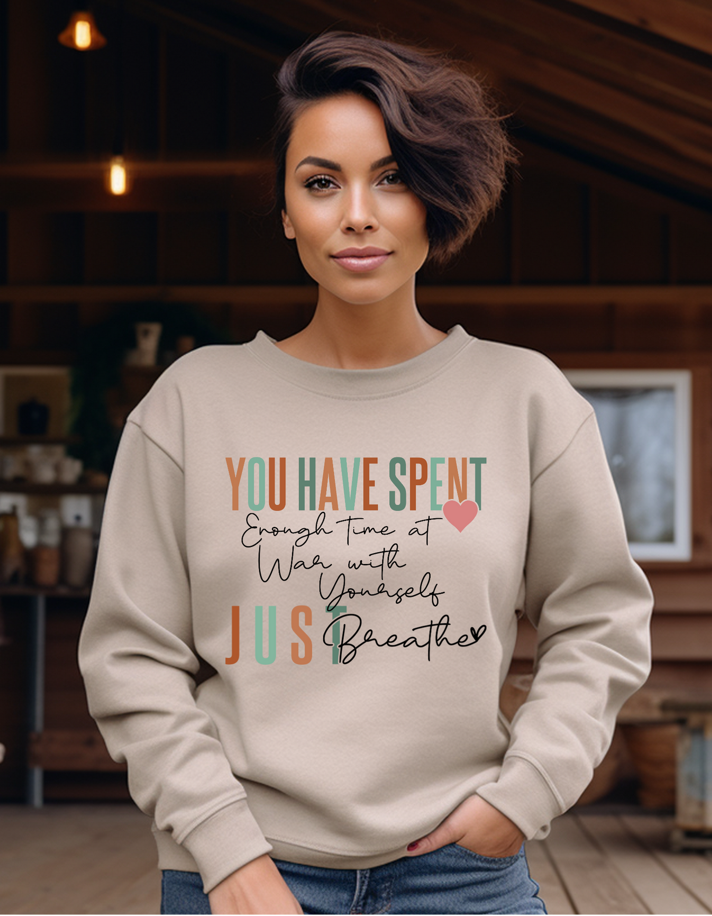 Just Breathe Sweatshirt – Gentle Mental Health Reminder Crewneck