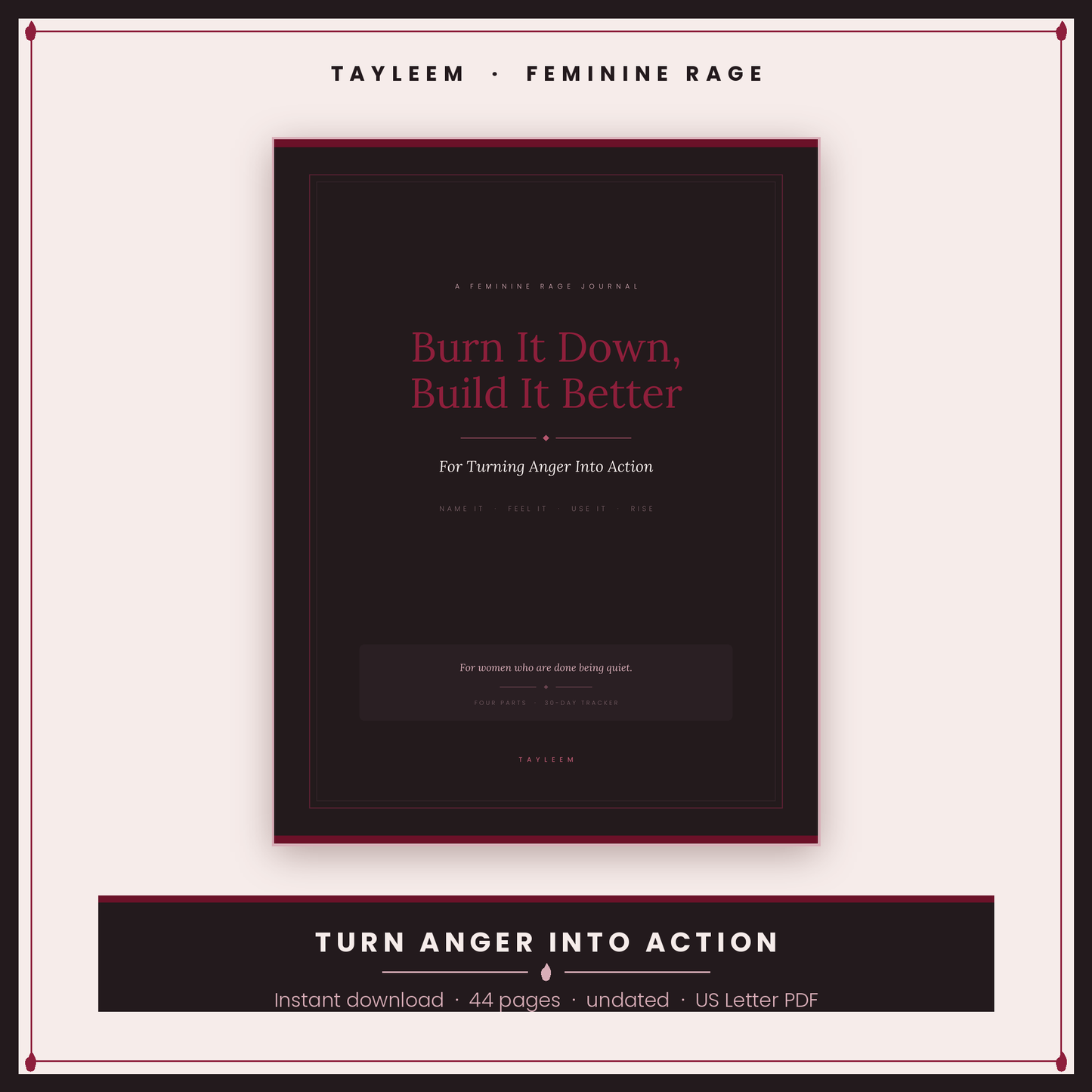 Feminine Rage: Burn It Down, Build It Better | Guided Journal