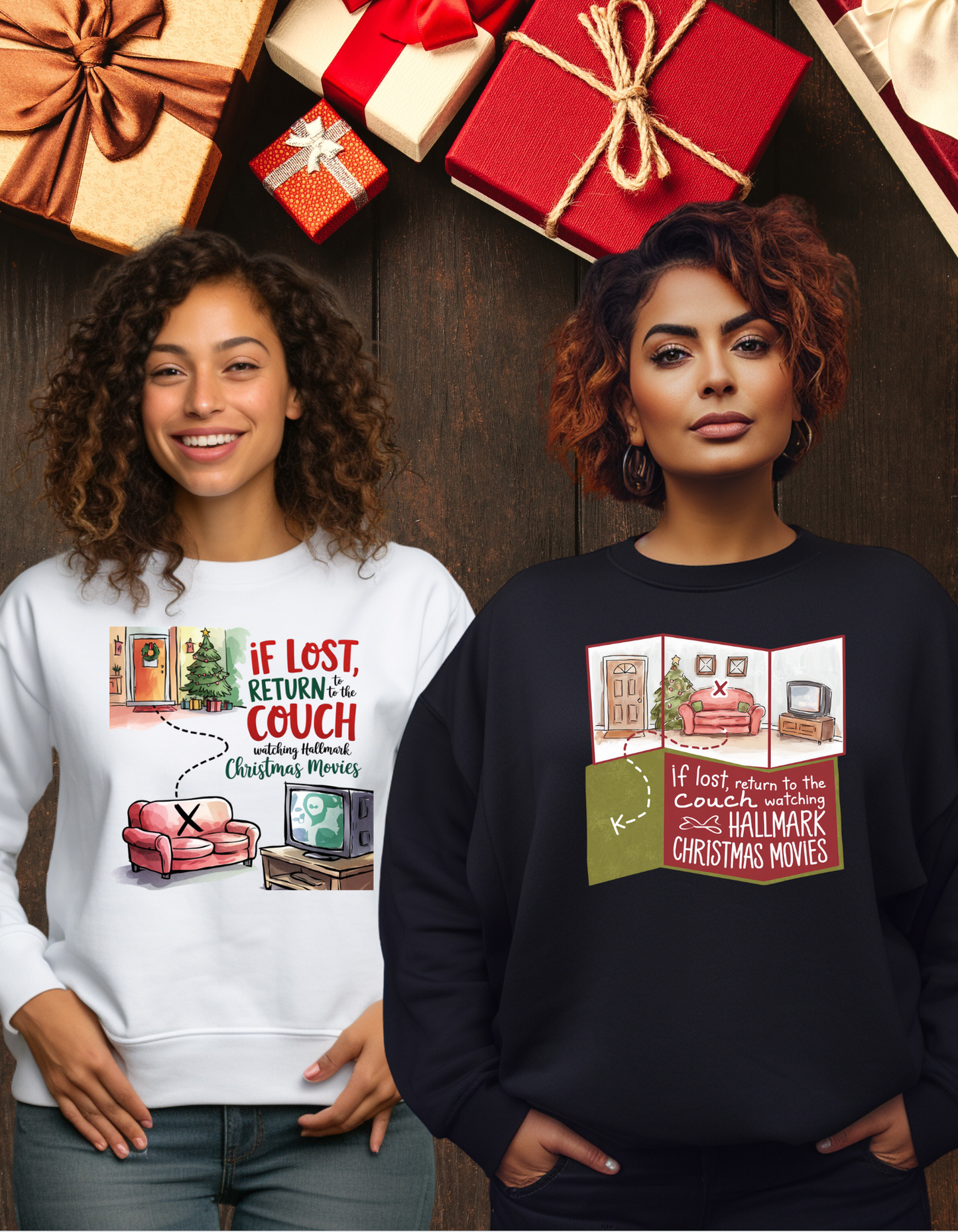 If Lost, Return to the Couch Watching Hallmark Christmas Movies Sweatshirts