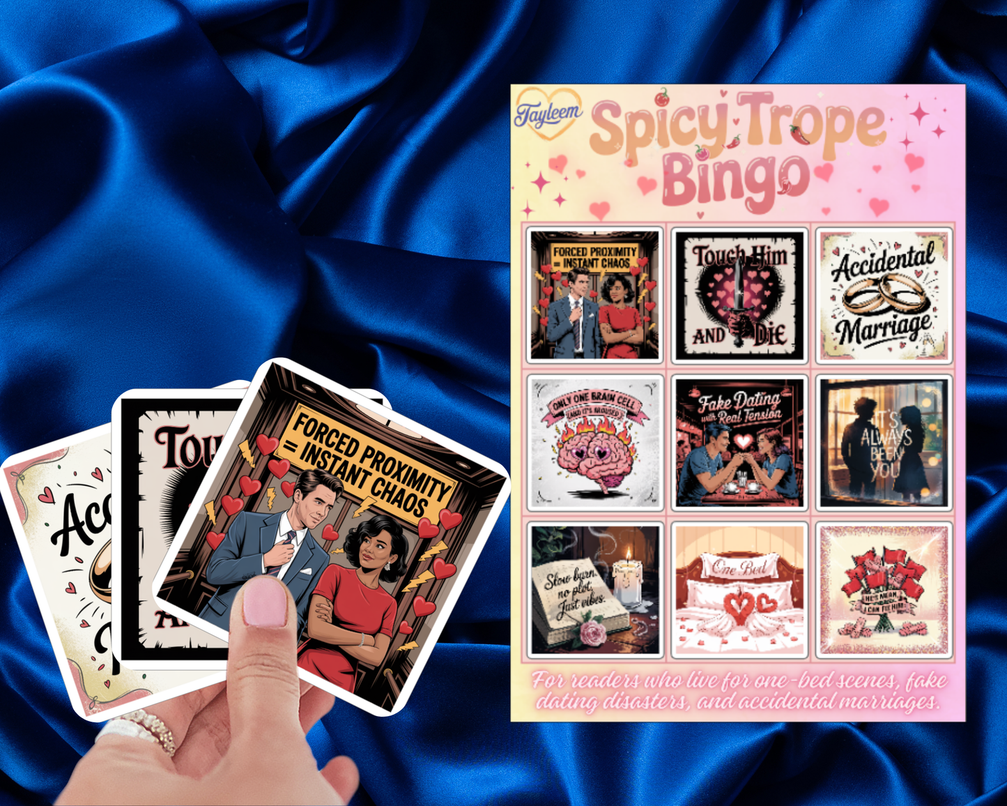 Spicy Trope Bingo – Romance Reader Sticker Sheet