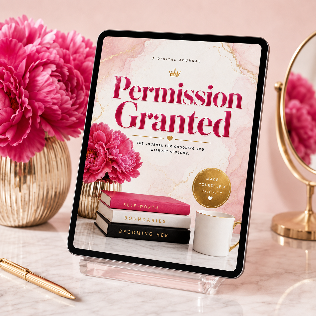 Permission Granted: The Self-Care Isn't Selfish Handbook — 30-Day Guided Journal (Printable PDF)