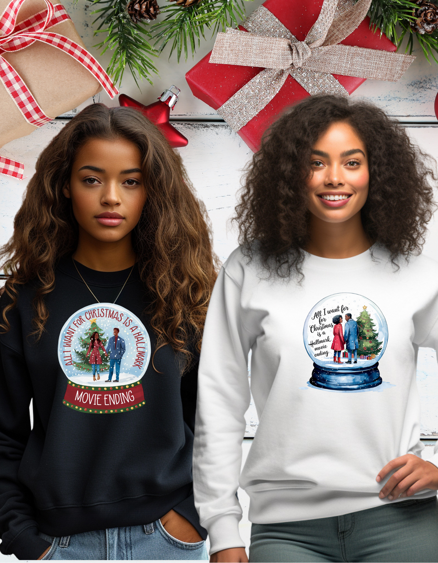 All I Want for Christmas is a Hallmark Movie Ending African American Couple Sweatshirts