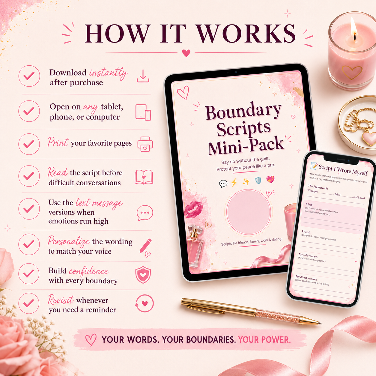 Boundary Scripts Mini-Pack | Digital Boundary Workbook & Conversation Guide