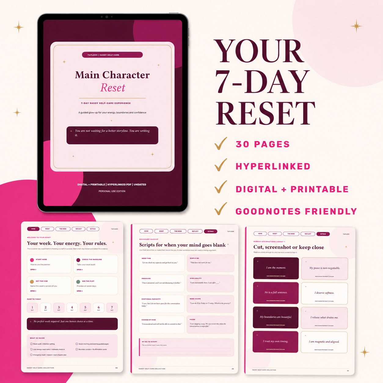 Main Character Reset: 7-Day Self-Care Digital Planner