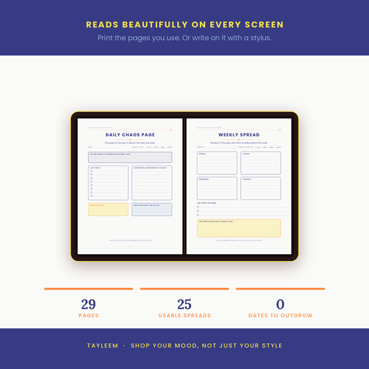Forty-Seven Tabs: The No-Judgment Planner — Undated Printable Planner for Brains That Work in Bursts