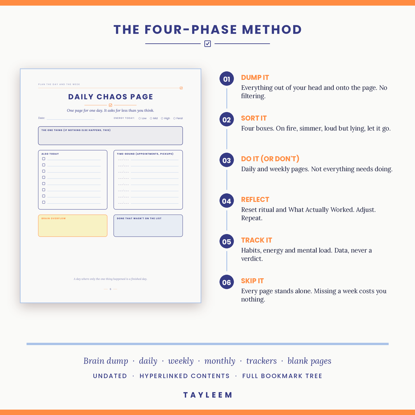 Forty-Seven Tabs: The No-Judgment Planner — Undated Printable Planner for Brains That Work in Bursts