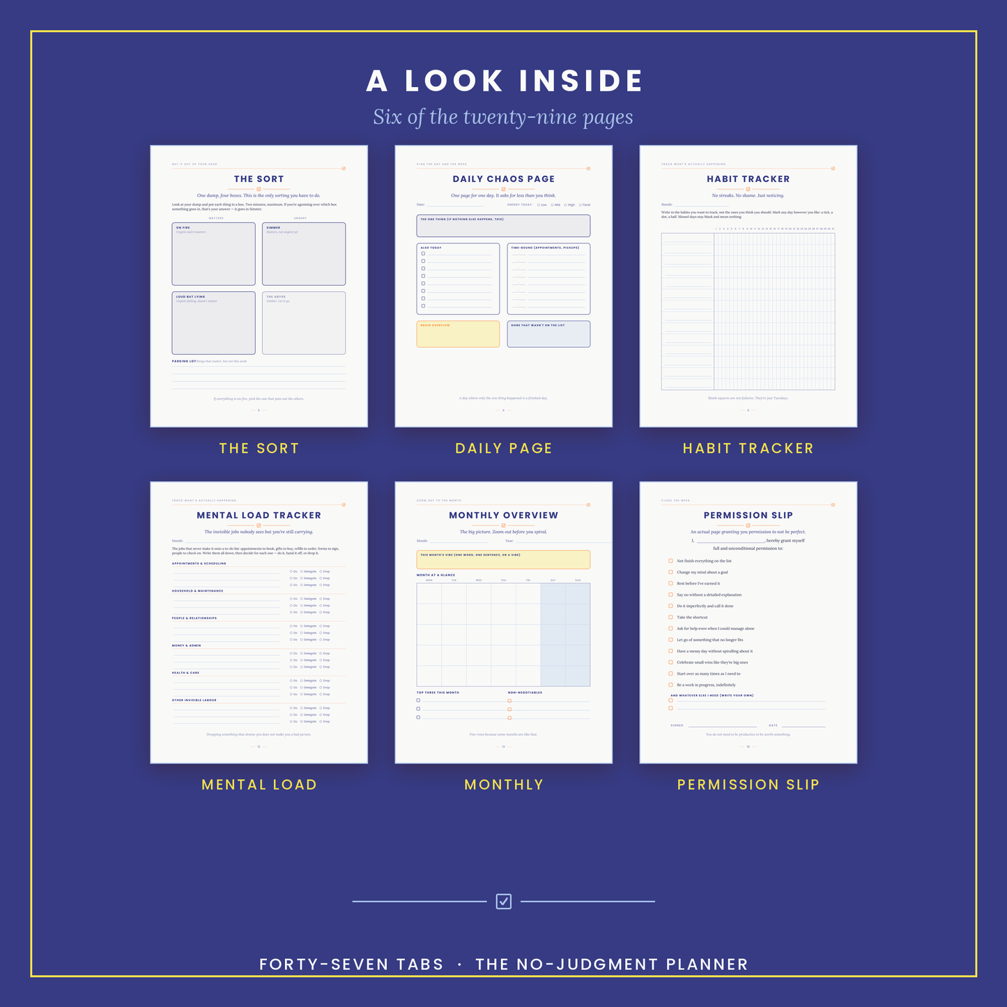 Forty-Seven Tabs: The No-Judgment Planner — Undated Printable Planner for Brains That Work in Bursts