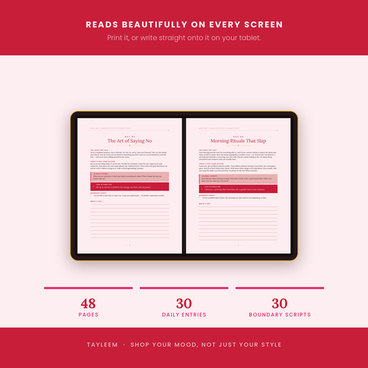 Permission Granted: The Self-Care Isn't Selfish Handbook — 30-Day Guided Journal (Printable PDF)