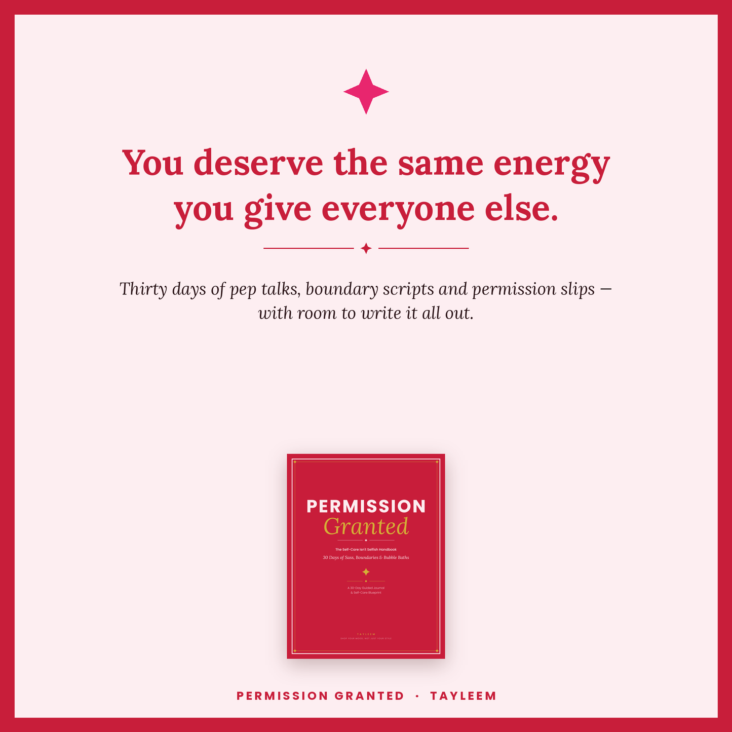Permission Granted: The Self-Care Isn't Selfish Handbook — 30-Day Guided Journal (Printable PDF)
